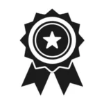 star ribbon icon on black and white vector backgrounds